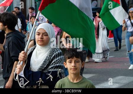Turin, Italie - 17 mai 2025 : rassemblement pro-palestinien Banque D'Images