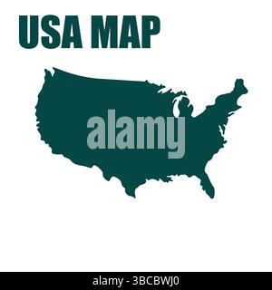 USA Map Silhouette Vector –United States Outline Graphic for Design & Education Illustration de Vecteur