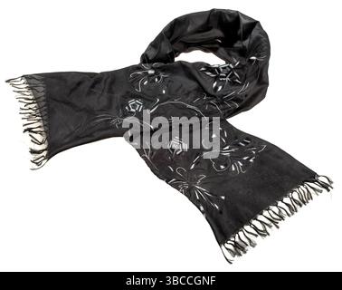 foulard afgan noir photographié sur fond blanc Banque D'Images