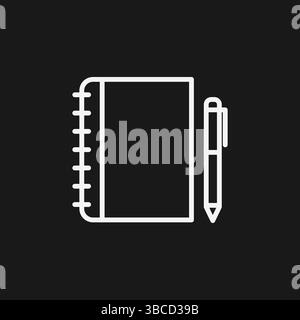 Bloc-notes avec icône de stylo vecteur simple illustration de contour de bloc-notes et graphique d'ustensile Illustration de Vecteur