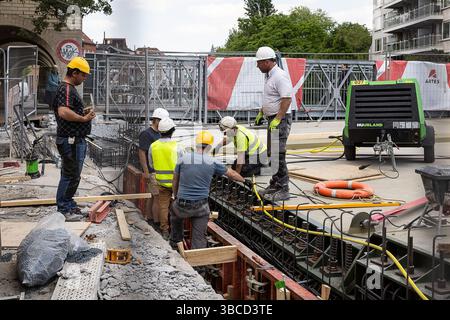 Gand, Belgique. 19 mai 2025. Le chantier du nouveau pont Krommewalbrug dans le centre-ville de Gand le lundi 19 mai 2025. BELGA PHOTO JAMES ARTHUR GEKIERE crédit : Belga News Agency/Alamy Live News Banque D'Images