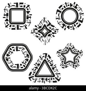 Icône Tech Shape. Elément de cadre futuriste. Vecteur de bordure numérique. Conception de motif de circuit. Illustration de Vecteur