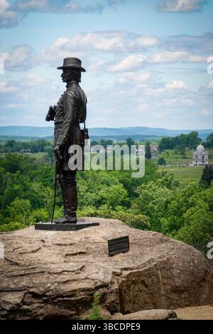 États-Unis Pennsylvanie Gettysburg National Military Park vue depuis Little Round Top surplombant Devils Den Banque D'Images