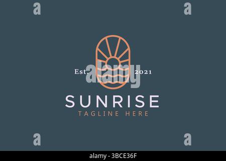 Tendance du logo abstrait soleil et vagues Illustration de Vecteur