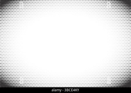 Motif en pointillés dans les coins. Arrière-plan vectoriel demi-ton. Dégradé de bande dessinée sur blanc bg. Cadre minimaliste abstrait moderne. Bordure monochrome pop art Illustration de Vecteur