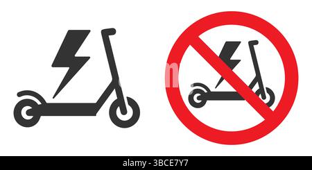 Aucun symbole de scooter électrique ou de trafic de vélo. Illustration vectorielle isolée Illustration de Vecteur