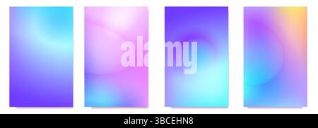 Y2K aura arrière-plans dégradés de couleurs vives. Des mélanges flous lisses avec un effet holographique néon rêveur. Palette pastel irisée tendance, collection rétro de décors esthétiques vaporwave des années 90. Illustration de Vecteur