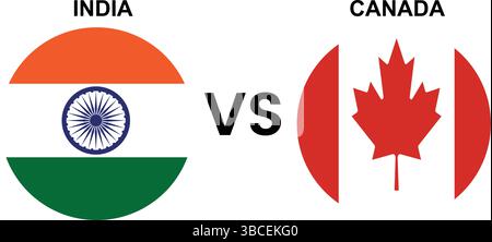 Inde vs Canada Cricket match Vector – drapeaux modifiables et symboles nationaux illustration sur fond blanc Illustration de Vecteur