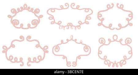 Cadres calligraphiques vintage élégants avec des fleurs dessinées à la main et des séparateurs de texte ornementaux pour les certificats d'invitations et les cartes de voeux Illustration de Vecteur