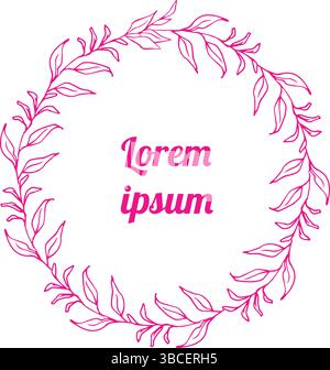 Carte à motif fleuri avec cadre de branches roses Illustration de Vecteur