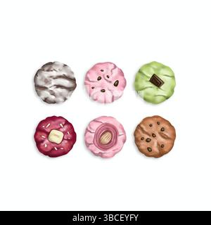 Collection de biscuits délicieux illustration dessinée à la main isolée. Design simple et attrayant, parfait comme décor de menu de liste ou un cadeau. Banque D'Images