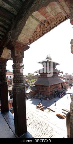 Place Taumadhi à Bhaktapur, Vallée de Katmandou, Népal. Banque D'Images
