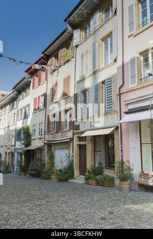 Suisse - 28 août 2019 : vue sur la vieille ville historique de la ville suisse de Bienne Banque D'Images