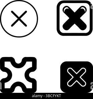 Titre : 10 croix (X Mark) ensemble d'icônes : graphiques vectoriels simples Illustration de Vecteur