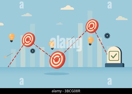 Infographie de la réalisation des objectifs dans les affaires et la vie et le concept de l'inévitabilité du destin de la nature humaine. Illustration vectorielle. Illustration de Vecteur