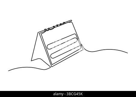 Dessin continu d'une ligne de dessin de l'icône de vecteur de calendrier de table Illustration de Vecteur