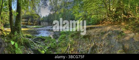 Suisse Bohême, la Suisse Bohême est la partie tchèque des montagnes de grès de l'Elbe dans le nord de la Bohême. Le paysage de Suislan bohème Banque D'Images