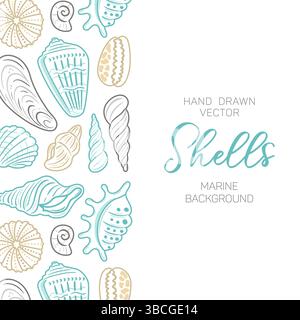 Un arrière-plan enchanteur avec des coquillages aux contours délicats, idéal pour les motifs sur le thème de la plage. Cette illustration vectorielle capture l'essence du littoral Illustration de Vecteur