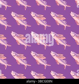 le motif sans couture met en valeur les poissons volants élégants qui montent gracieusement dans les airs. Le design vibrant capture un mélange fantaisiste de mer et de ciel, perfe Illustration de Vecteur