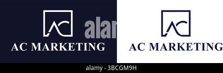 AC initiales lettres logo Design Modern Geometric Creative Vector modèle modifiable carré emblème minimal simple Branding typographie d'entreprise logotype Illustration de Vecteur