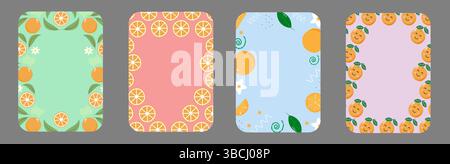 Ensemble de cadres de fruits. Couronne ronde, bordure de fruits. Icônes de fruits. Bordure de cercle de fruits dessinés à la main. Illustration de Vecteur