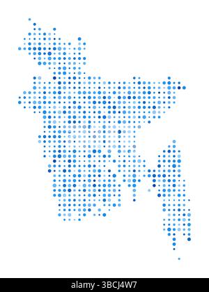 Carte Dot du Bangladesh. Forme de style numérique Country. Image vectorielle Bangladesh. Pois circulaires bleus en forme de pays. Illustration vectorielle créative. Illustration de Vecteur
