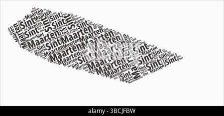 Régions de style de texte de Saint-Martin. Pays région nomme les nuages de mots en néerlandais. Illustration vectorielle moderne. Illustration de Vecteur