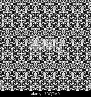 Arrière-plan de cercles concentriques : conceptions modernes et abstraites, graphiques de cercle répétitifs : motifs vectoriels sans couture pour vos projets. Illustration de Vecteur