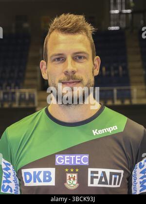 Joueur de handball danois Mads Christiansen SC Magdeburg HBL DKB Handball-Bundesliga saison 2018-19, joueur de handball danois Mads Christiansen SC Magdebur Banque D'Images