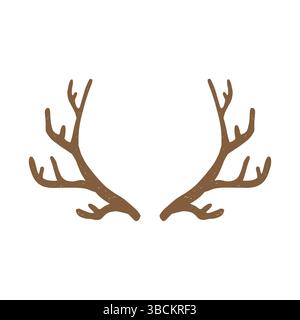 Illustration vectorielle de la corne de cerf. Silhouette dessinée à la main de bois de cerf. Image de bois pour icône, emblème ou logo. Illustration de Vecteur