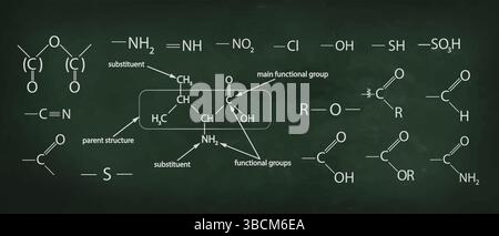 Chimie. Les formules chimiques à la Commission scolaire. Fait à la main, pas ai illustration vectorielle Illustration de Vecteur