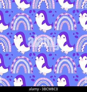 Motif de pingouin sans couture animaux de Noël pour l'emballage du papier et des tissus et des draps et des vêtements pour enfants imprimés et emballage du nouvel an et pac d'hiver Noel Banque D'Images