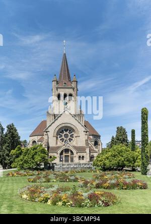 Vue sur l'église historique Pauluskirche, située au bas de Bâle Banque D'Images