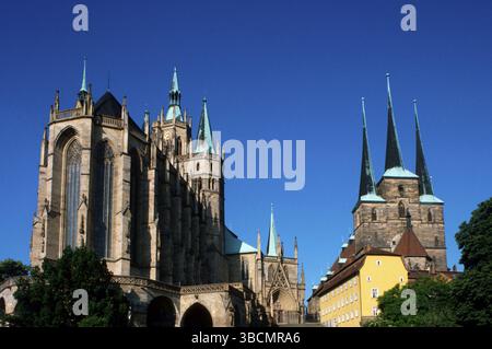Cathédrale : église Marien and résultant Severin, Erfurt, Thuringia, Cathedral Marien and résultant Severin Church, Erfurt, Thuringe, Allemagne, Europe Banque D'Images