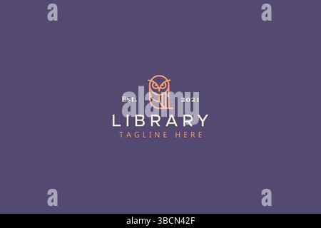 Hibou abstrait symbole de l'éducation. Bibliothèque et librairie idée de logo créatif et minimaliste. Illustration de Vecteur