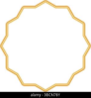 Bordure de vignette polygonale brillante dorée. Portail magique, ornement arabe, icône arabesque, élément décoratif islamique, sceau de sorcier, timbre magique Illustration de Vecteur