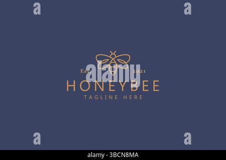 Concept de logo Honey Bee Sweet simple Line Illustration de Vecteur