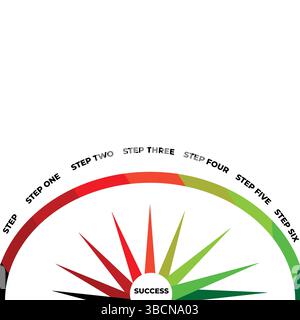 Diagramme infographique de l'étape radiale colorée pour la visualisation du flux de travail circulaire et de la stratégie commerciale Illustration de Vecteur
