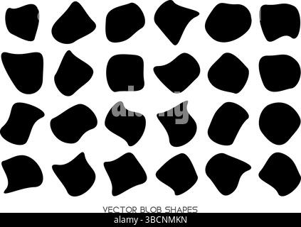Collection de formes de blob vectoriel dans des formes ondulées organiques noires pour la vente de design ou des projets fluides. Illustration de Vecteur