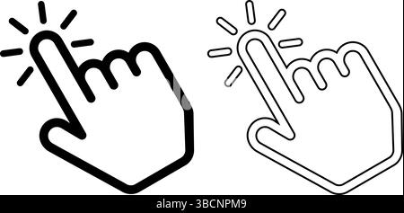 Titre Une icône de main représentant une action de clic. Un symbole parfait pour transmettre le concept d'interaction et d'action de l'utilisateur sur des sites Web ou des applications. Illustration de Vecteur