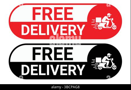 Icônes de livraison gratuite définies. Étiquette d'expédition gratuite, badge de livraison express, logo de livraison rapide, logistique, fret d'expédition de colis de courrier. Camion de livraison gratuit. Illustration de Vecteur