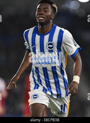 EFL Carabao Cup égalité entre Brighton et Hove Albion et Liverpool à l'American Express Stadium, Brighton UK - 30 octobre 2024 - le buteur Simon Adingra de Brighton pendant le match Banque D'Images