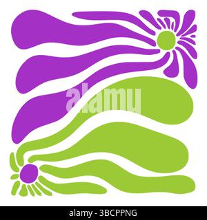 Fleurs vectorielles abstraites vert violet Illustration de Vecteur