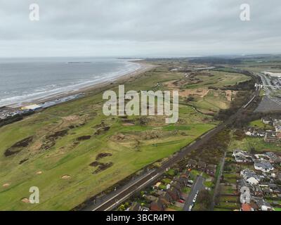 Vue aérienne du parcours de golf de Preswick par drone Banque D'Images