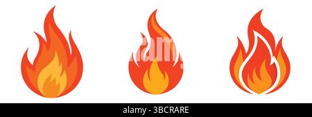 Illustration vectorielle des icônes de flamme de feu Illustration de Vecteur