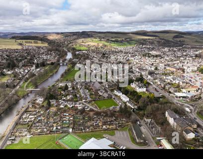 Vue aérienne de Peebles par drone Banque D'Images