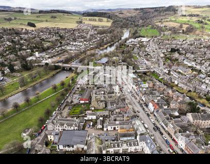 Vue aérienne de Peebles par drone Banque D'Images