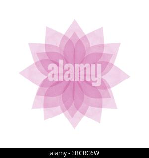 Abstrait rose fleuri lotus symbole illustration aquarelle fond isolé. Fleurs d'eau dessinées à la main simplement stylisées. Pour les thèmes spirituels Banque D'Images