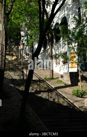 Escaliers à Montmartre, Paris, France, Europe. Banque D'Images