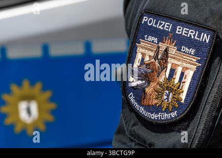 Berlin, Allemagne. 21 mai 2025. Vue du logo des maîtres-chiens de la police de Berlin. Crédit : Frank Hammerschmidt/dpa/Alamy Live News Banque D'Images